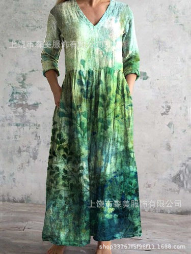 3D printing Amazon European and American summer casual loose long-sleeved dress m301729