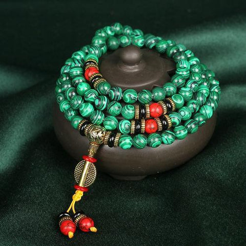 Malachite 108 Buddha Beads Bracelet Round Beads 8mm Malachite Buddha Beads Rosary Beads Bracelet m3331294