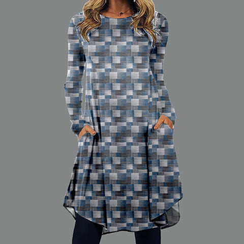 Color Block Round Neckline Long Sleeve Above Knee A line Dress m161512287 (5829267)