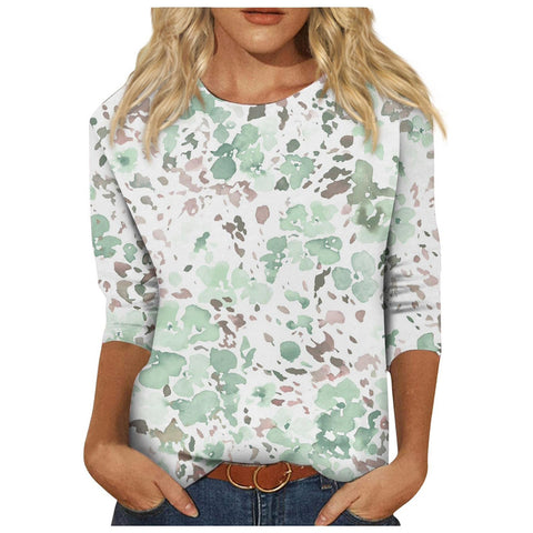 Crew neck print solid color T-shirt m300770