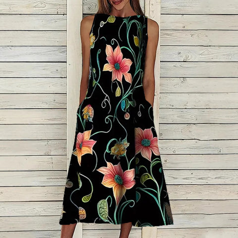 Vest print elegant plus size dress m301207