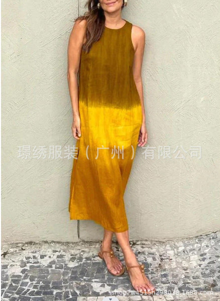 Women's dress AliExpress loose sleeveless printed vest long dress dress m302053