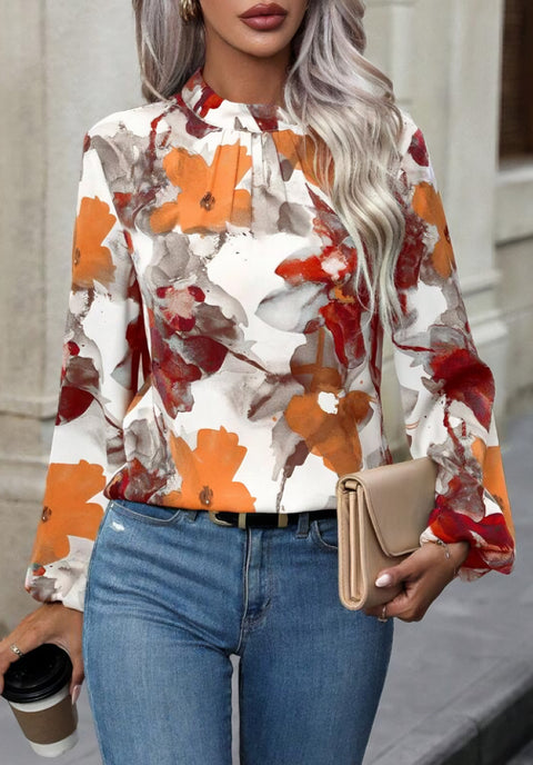 New painted big flower fashion temperament women's top bottoming shirt m301020