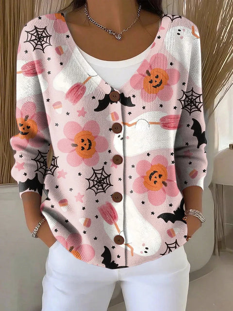 Button women's printed long-sleeved top m302156