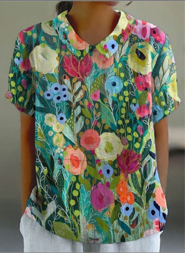 Summer wind short-sleeved printed pullover m301619