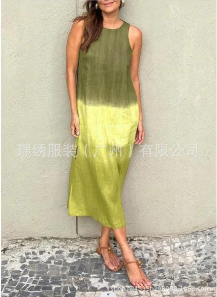 Women's dress AliExpress loose sleeveless printed vest long dress dress m302053