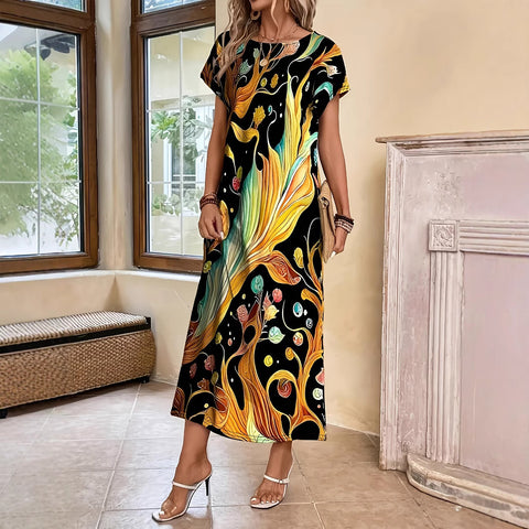 Short sleeve printed elegant fashion dress m301202