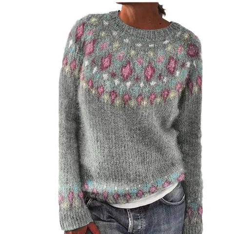 New sweater crew neck color matching loose fashion pullover knitted sweater m300454