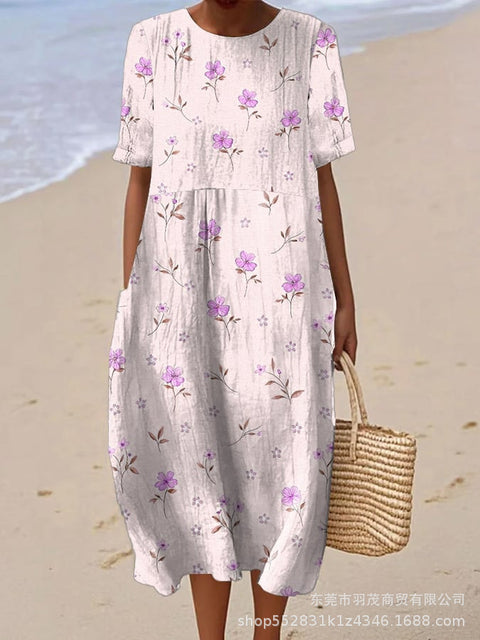 New sleeveless casual printing temperament long dress dress slim fit small fresh casual dress m301521