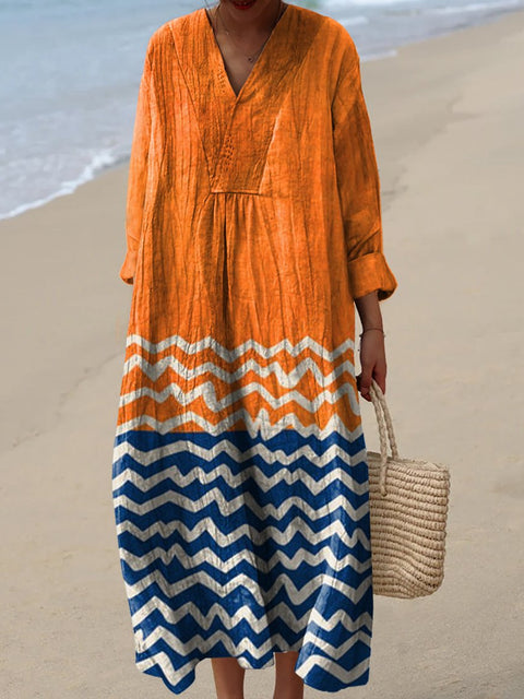 Ladies casual floral 3D printing sleeve dress m301071