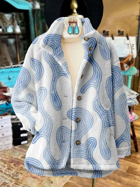 Loose 3D digital print women fleece jacket top autumn and winter m302122