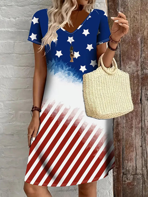 Fashion casual versatile V-neck short-sleeved medium and long skirt m301730