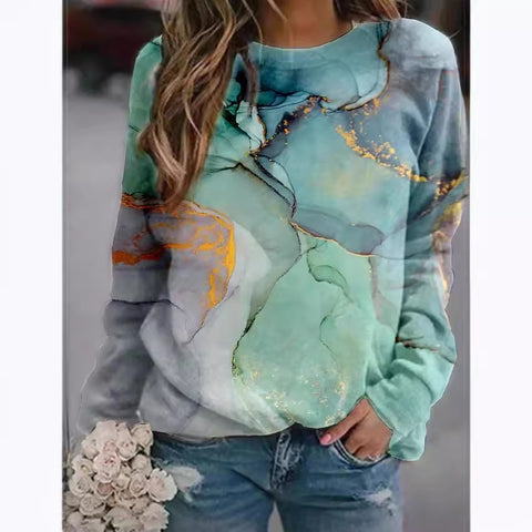 New landscape flower print long-sleeved sweater m301751