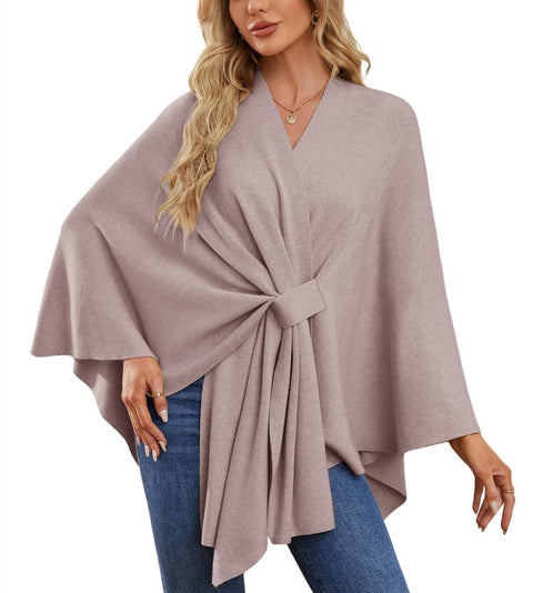 Ladies Elegant One Piece Solid Color Soft Shawl Jacket Cloak Top m301329
