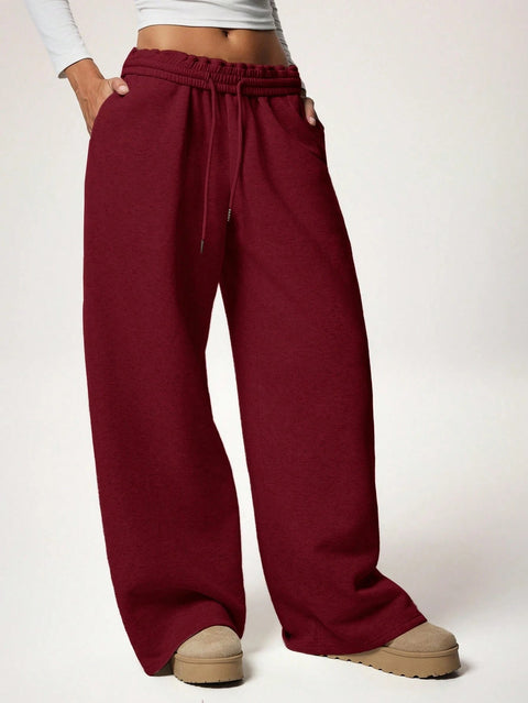 Women's autumn and winter rubber band velvet loose wide-leg sports casual trousers m301677