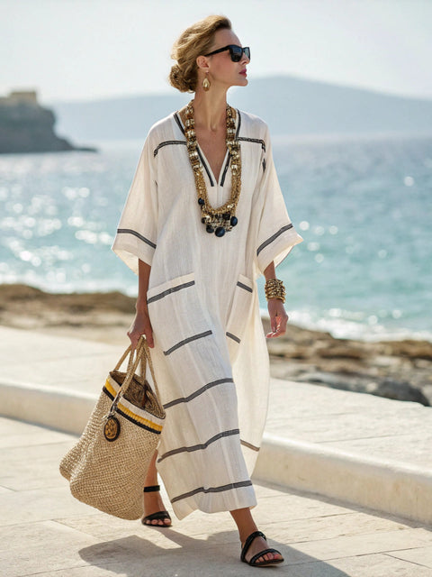 Elegant large size printed long pendulum dress m301523