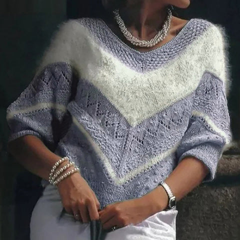 Women's V-neck autumn and winter hoodie top with coarse needle digital printing m302078-2