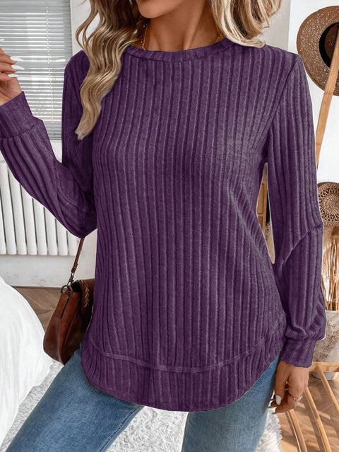 Long-sleeved knitted sweater women's European and American long commuter versatile pullover crew neck top women's m302290