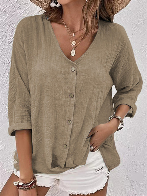 V-neck pullover short-sleeved loose-fitting women's shirt casual women's top m301298