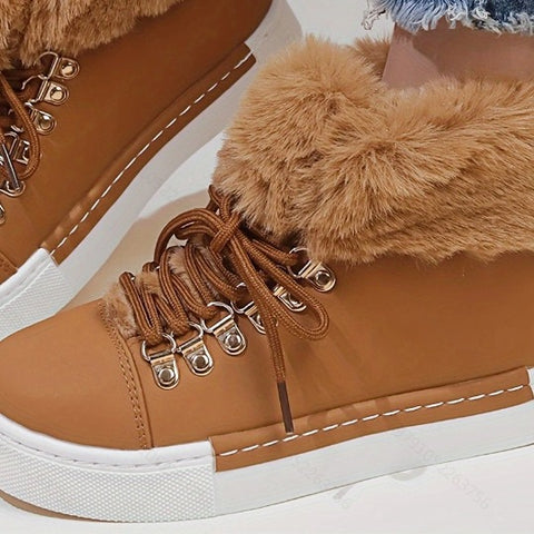Short long fur leather boots m302293