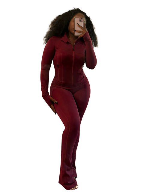 sports and leisure women's clothing, sexy tight-fitting long-sleeved micro-speaker two-piece set m301817
