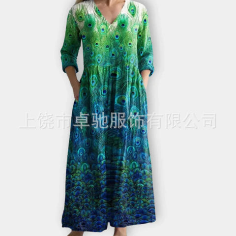 3D printing Amazon European and American summer casual loose long-sleeved dress m301729