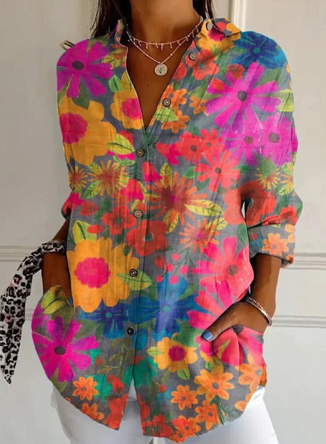 women's large size summer women's casual floral shirt women's small daisy shirt 3D printed shirt m301735