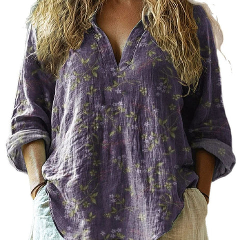 New 3D digital printing women's fashion V-neck loose shirt top spring and autumn m301745