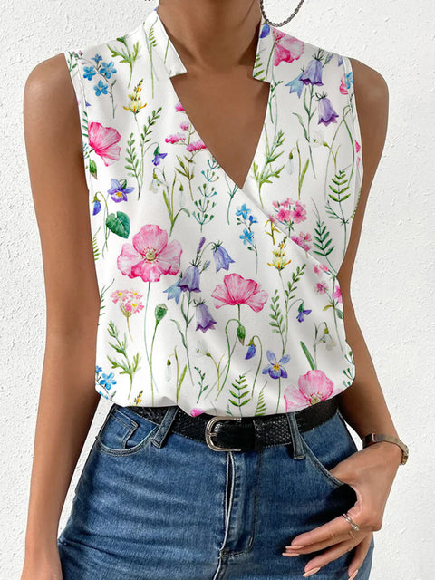 Summer Women's Chiffon Shirt Pullover V-Neck Sleeveless Women's Shirt m301554