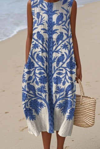 Sleeveless printed temperament long dress dress m301527