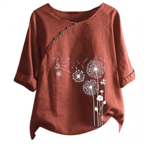 Women's short-sleeved T-shirt button 3D digital printing large size m301666