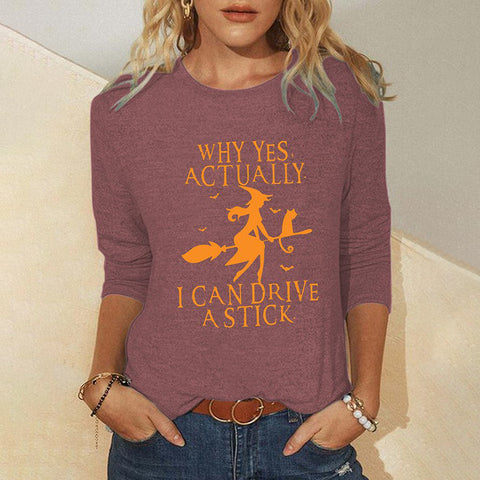 Crew neck T-shirt women's long-sleeved loose printed top M800013