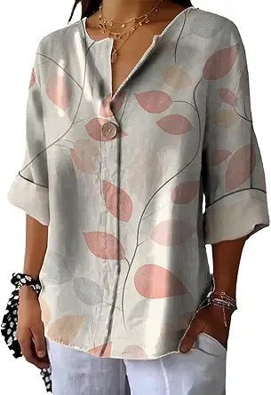 Fashion Women's Coconut Button Long Sleeve Shirt m302752