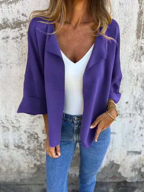 Women's spring and autumn casual imitation suede cardigan solid color lapel jacket m302203