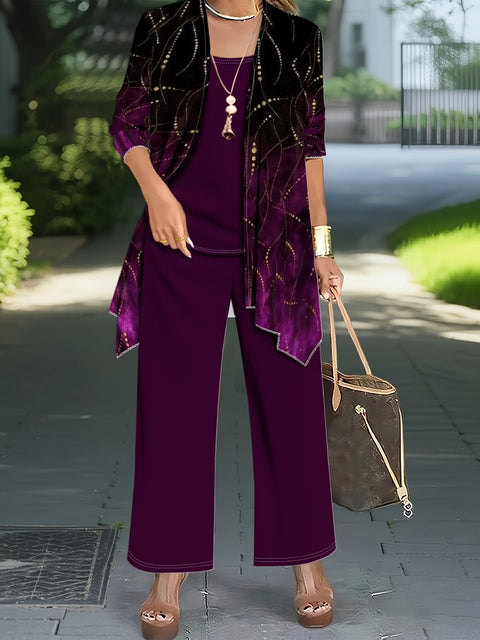 Jacket with vest top and elegant slacks 3-piece women's set m302760
