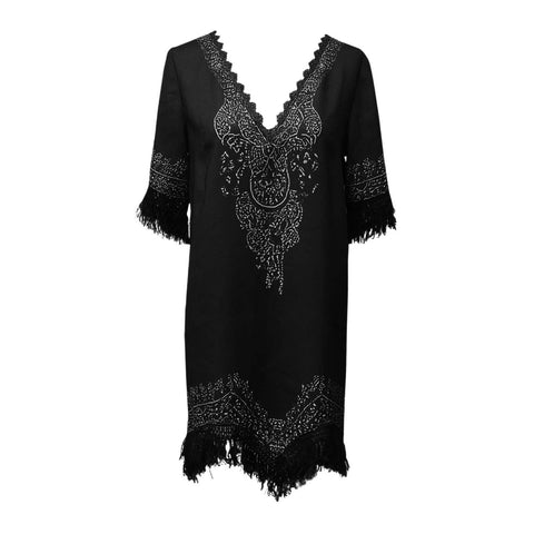 Summer fringed loose dress m301537