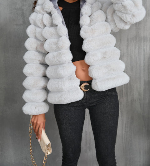 Imitation fur jacket short female versatile ins wind m302146