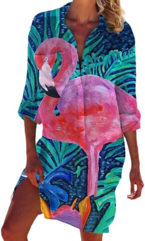 Bikini jacket shirt swimsuit cardigan women's printed resort beach shirt m301274