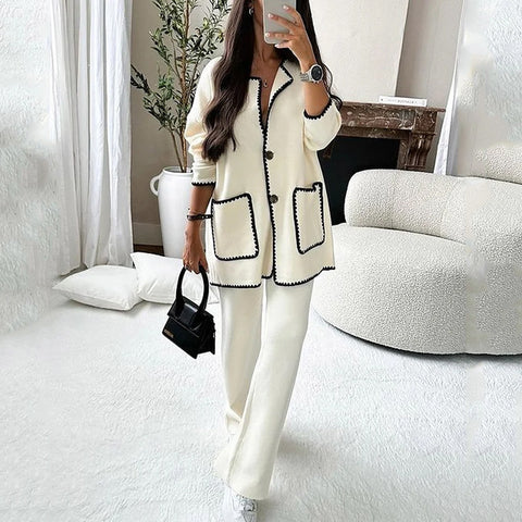 Women's suit autumn new fashion casual loose solid color two-piece set m301321