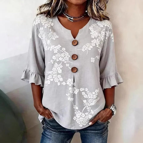 3D digital printing floral pattern women's long-sleeved buckle cardigan top m302703