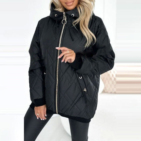 Women's casual hooded solid color cotton jacket m302326