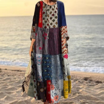 3D printed casual loose dress women m301278