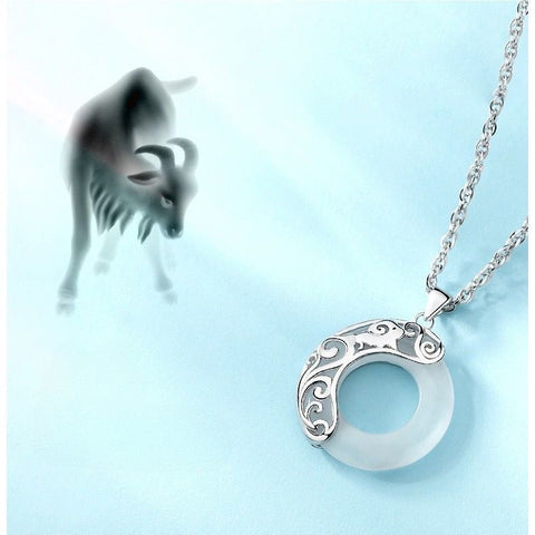 Zodiac necklace simple opal collarbone chain jewelry silver plated m3331237