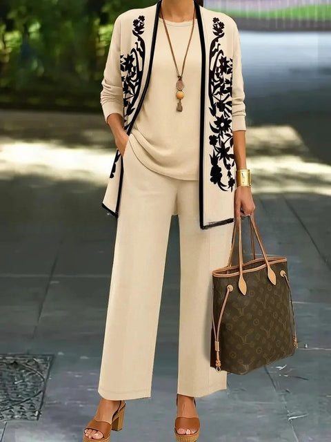 3D printed 3-piece cardigan + vest + trousers fashionable wear m302849