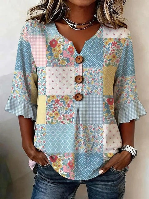 3D digital printing floral pattern women's long-sleeved buckle cardigan top m302703