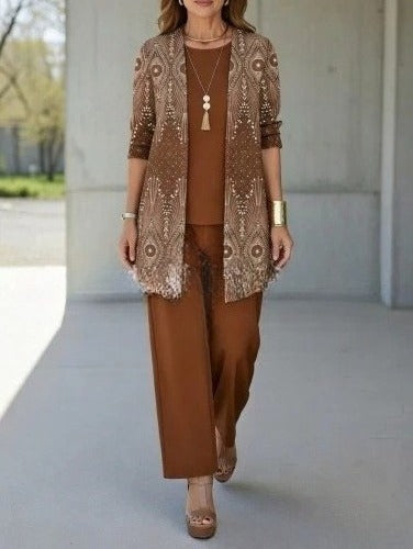 3D printed 3-piece cardigan + vest + trousers fashionable wear m302849