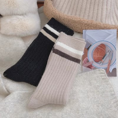 Striped plush socks, pure cotton thickened warm long socks m1915010462