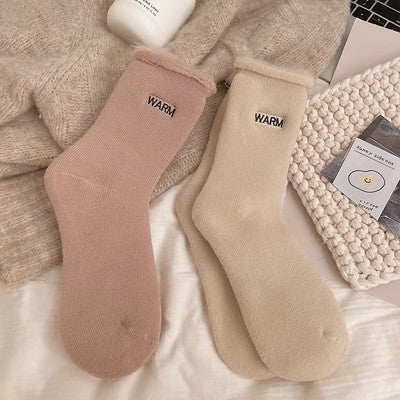 Embroidered snow socks, children's mid length socks, pure cotton autumn and winter floor long socks, m1915010464
