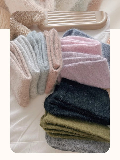 Rabbit wool socks, children's mid tube socks, solid color cashmere pile socks m1915010460