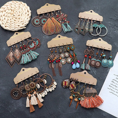 Bohemian ethnic style long earrings m1915010447